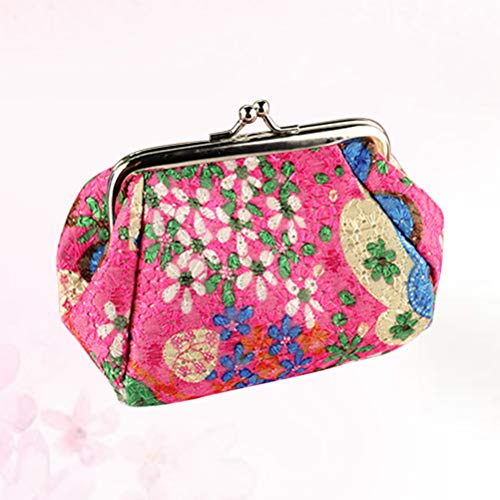 Bolsa de maquillaje con cierre de broche y diseño floral, práctica bolsa multiusos