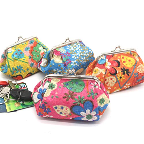 Bolsa de maquillaje con cierre de broche y diseño floral, práctica bolsa multiusos