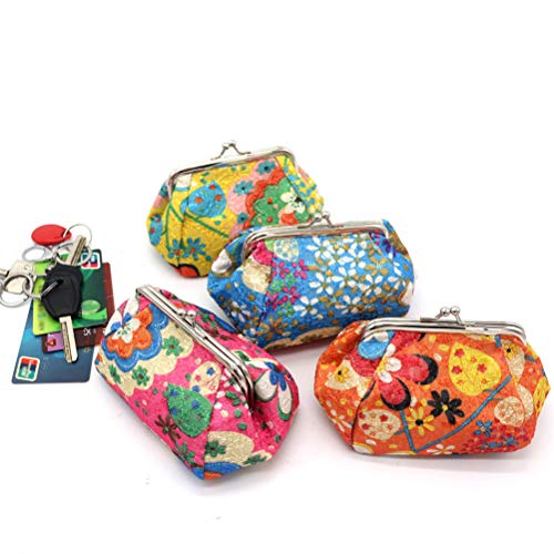 Bolsa de maquillaje con cierre de broche y diseño floral, práctica bolsa multiusos