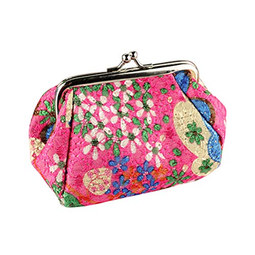 Bolsa de maquillaje con cierre de broche y diseño floral, práctica bolsa multiusos
