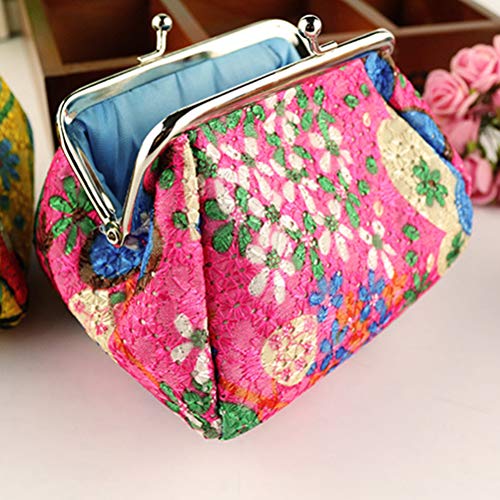 Bolsa de maquillaje con cierre de broche y diseño floral, práctica bolsa multiusos