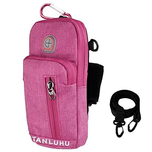 Bolsa el Brazo Deportivo Universal Bandas Deportiva para el Brazo Fundas para Teléfono Bolsa de Billetera de Pasaporte de Viaje con Orificio Auriculares Ideal para iPhone, Samsung, Huawei (Rose Red)