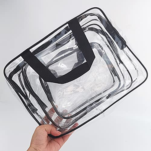 Bolsas de Aseo Transparente，3-in-1 Bolsas Portátil de Maquillaje de PVC Neceser Transparente Impermeable con Cremallera para Viajes baño y Almacenamiento
