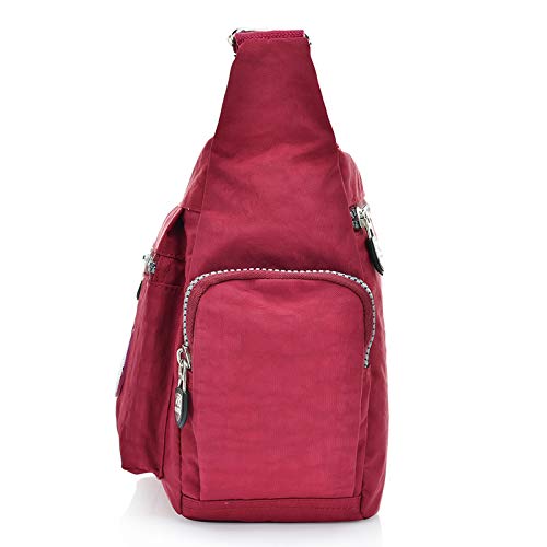 Bolso de hombro de nylon con múltiples bolsillos para mujer, azul marino, Medium