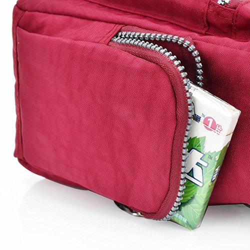 Bolso de hombro de nylon con múltiples bolsillos para mujer, azul marino, Medium