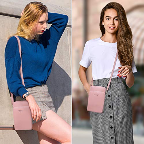 Bolso de Hombro para teléfono Celular para Mujer - Cartera pequeña de Cuero de PU para Mujer con Ranuras para Tarjetas, Cremallera y Correa