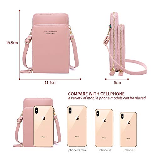 Bolso de Hombro para teléfono Celular para Mujer - Cartera pequeña de Cuero de PU para Mujer con Ranuras para Tarjetas, Cremallera y Correa