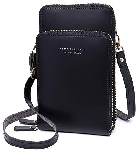 Bolso de Hombro para teléfono Celular para Mujer - Cartera pequeña de Cuero de PU para Mujer con Ranuras para Tarjetas, Cremallera y Correa