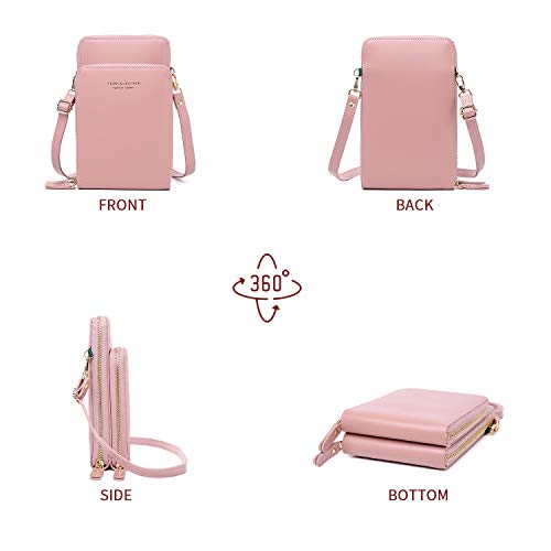 Bolso de Hombro para teléfono Celular para Mujer - Cartera pequeña de Cuero de PU para Mujer con Ranuras para Tarjetas, Cremallera y Correa