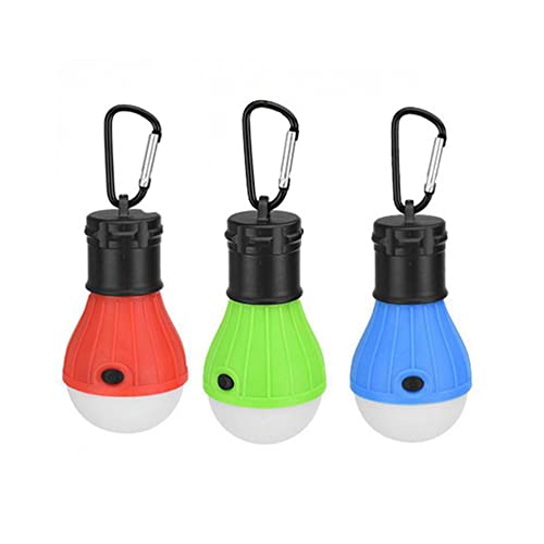 Bombillas portátiles de Luces de Tiendas LED con lámpara Colgante con batería de Gancho para Acampar Senderismo 3 unids (sin batería)