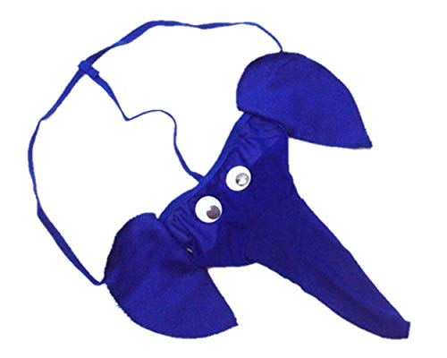 Bommi Fairy Ropa interior para hombre, con diseño de elefantes, divertida, de baja altura, sexy en forma de U, regalo, azul, Talla única