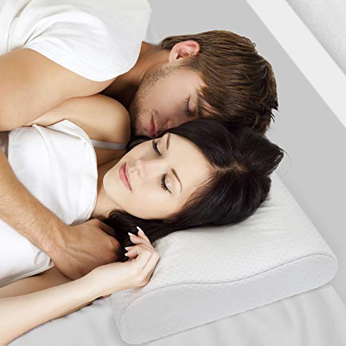 ﻿﻿Bonmedico Almohada Viscoelastica Cervical Pequeña y Cojin Cervical para la Espalda Apto para Problemas Cervicales y para Dormir, Cojin de Lectura en la Cama y Antirronquidos