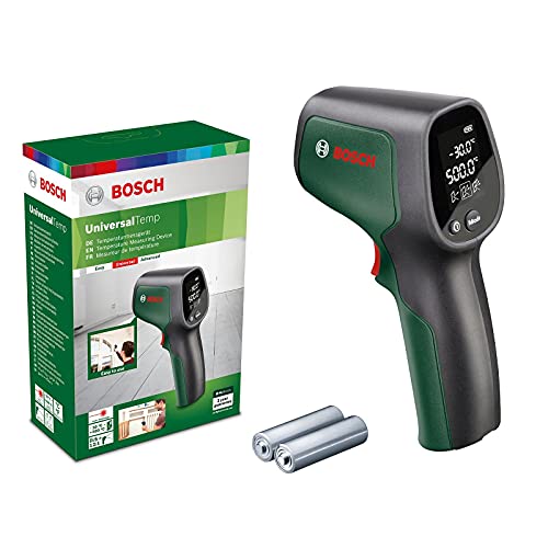 Bosch Home and Garden Termómetro infrarrojos, Rango de temperatura de -30 °C a +500 °C, 2 Pilas AA, en Caja