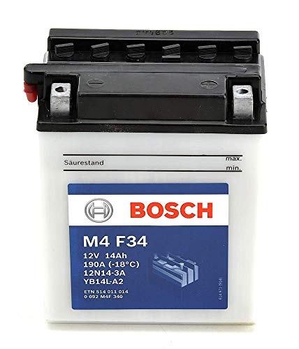 Bosch M4F34 Batería motocicleta 12N14-3A / YB14L-A2 - 12V Plomo 14A/h-140A