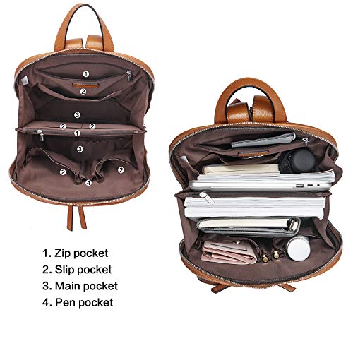 BOSTANTEN Mochila de Cuero Genuino para Mujeres Mochila de Mujer Casual de auténtica Piel Bolso Mochila Moda Mochila Escolares Backpack Marrón