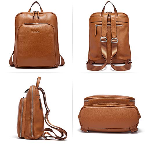 BOSTANTEN Mochila de Cuero Genuino para Mujeres Mochila de Mujer Casual de auténtica Piel Bolso Mochila Moda Mochila Escolares Backpack Marrón