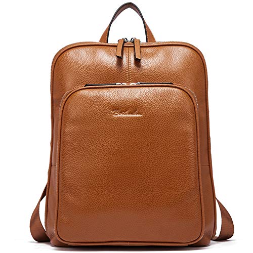 BOSTANTEN Mochila de Cuero Genuino para Mujeres Mochila de Mujer Casual de auténtica Piel Bolso Mochila Moda Mochila Escolares Backpack Marrón