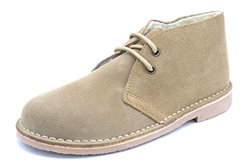 Bota Pisamierdas Unisex Piel Serraje con Borreguillo, Color Arena (36)