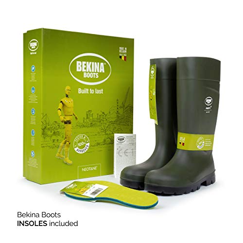 Botas de Seguridad para Hombres sin Puntera de Acero para la Agricultura, Ligeras, de Gran Comodidad, Suela Antideslizante, Resistentes al los Productos de Limpieza, Verde, EU 42