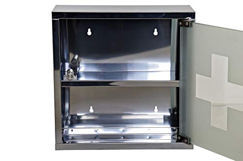 Botiquín Baño Armario de Medicina Primeros Auxilios Acero Inoxidable (Metal/Espejo, 30 x 30 x 12 cm)