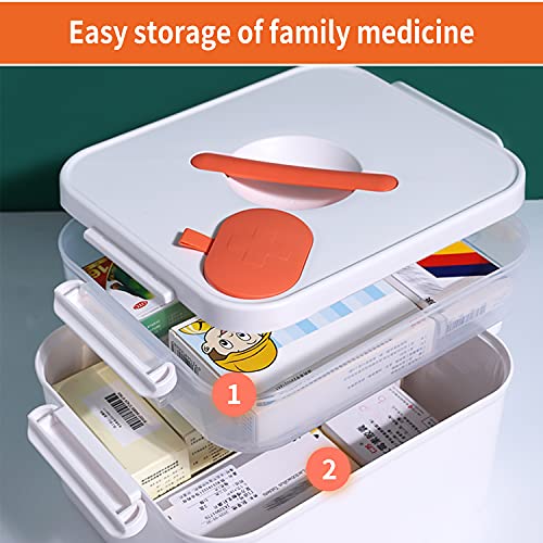 Botiquín de primeros auxilios con minicaja de medicina, armario de botiquín casero, 2 compartimentos, caja portátil para medicinas, 2 niveles, organizador para el hogar, al aire libre, 30 x 22 x 18 cm