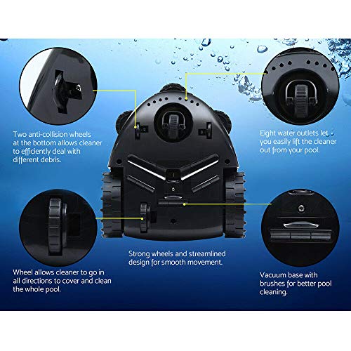 BOUDECH Robot limpiador de piscina automático ultra silencioso con sistema hidráulico ideal para piscinas enterradas y elevadas hasta 3 m