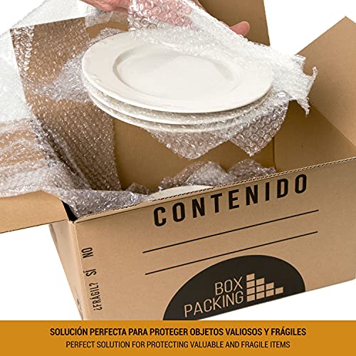 BOXPACKING | Rollo de Plástico de Burbujas | 50 cm ancho x 50 m largo | Papel Burbuja para Embalaje y Mudanza