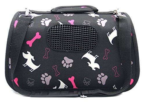 BPS® Transportín Portador Bolsa Bolso de Tela para Mascotas Perros Gatos Animales Transportadoras 3 Tamaños S/M/L Elegir (L, Negro) BPS-5636N