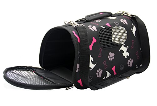 BPS® Transportín Portador Bolsa Bolso de Tela para Mascotas Perros Gatos Animales Transportadoras 3 Tamaños S/M/L Elegir (L, Negro) BPS-5636N