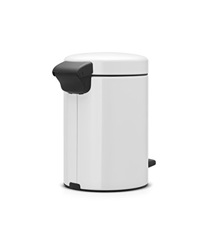 Brabantia 112126 Cubo de Basura con Pedal, Acero Inoxidable, Blanco, 3 l