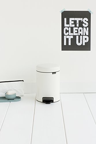 Brabantia 112126 Cubo de Basura con Pedal, Acero Inoxidable, Blanco, 3 l