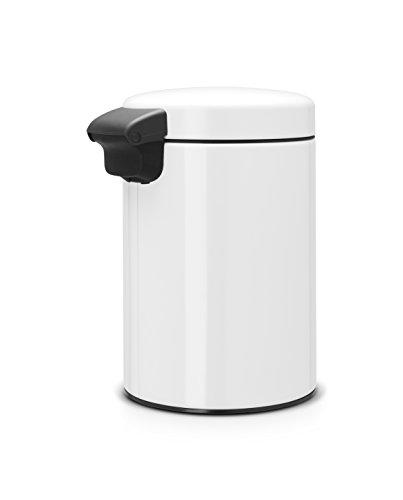 Brabantia NewIcon Cubo de Basura Mural para baño, Acero Inoxidable, Blanco, 3 litros