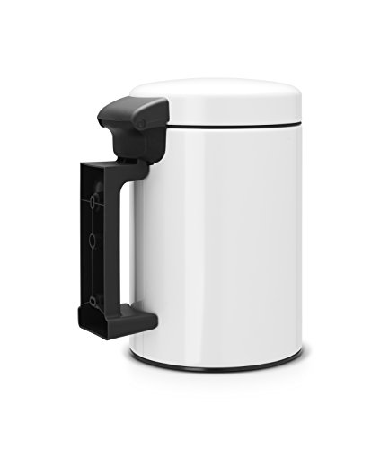 Brabantia NewIcon Cubo de Basura Mural para baño, Acero Inoxidable, Blanco, 3 litros