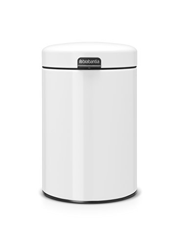 Brabantia NewIcon Cubo de Basura Mural para baño, Acero Inoxidable, Blanco, 3 litros
