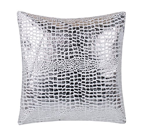 Brandsseller - Moderno cojín Decorativo de Microfibra con diseño de Escamas Varios diseños Microfibra Blanco y Plateado 40x40 cm (Funda de Almohada)