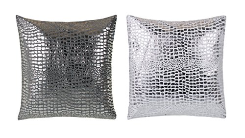 Brandsseller - Moderno cojín Decorativo de Microfibra con diseño de Escamas Varios diseños Microfibra Blanco y Plateado 40x40 cm (Funda de Almohada)