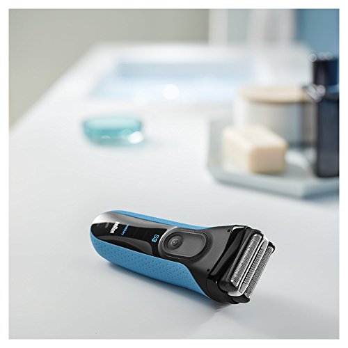 Braun Series 3 Afeitadora Eléctrica Hombre ProSkin, Máquina de Afeitar Barba para Uso en Seco y en Mojado, Inalámbrica, Recargable, 3010 S, Azul/Negro