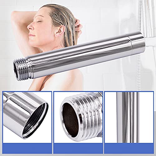 Brazo de extensión para cabezal de ducha, 10 cm extensor de brazo de ducha de acero inoxidable universal para cabezal de ducha de lluvia, brazo de extensión de ducha duradero cromado tubo redondo