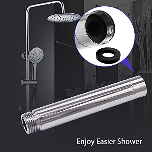 Brazo de extensión para cabezal de ducha, 10 cm extensor de brazo de ducha de acero inoxidable universal para cabezal de ducha de lluvia, brazo de extensión de ducha duradero cromado tubo redondo