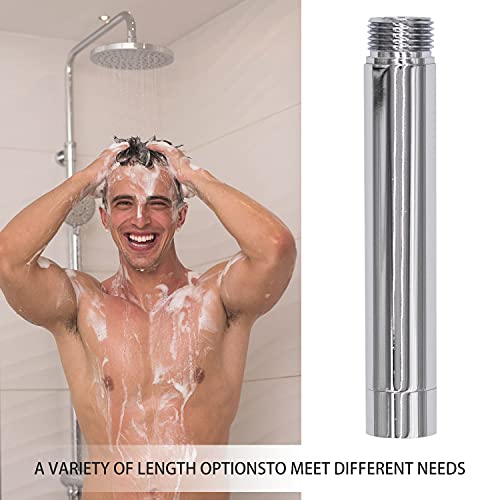 Brazo de extensión para cabezal de ducha, 10 cm extensor de brazo de ducha de acero inoxidable universal para cabezal de ducha de lluvia, brazo de extensión de ducha duradero cromado tubo redondo