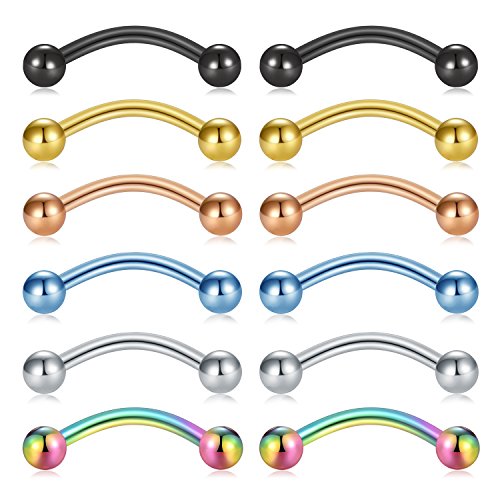 Briana Williams 12piezas 16G Acero quirúrgico Oreja Ombligo Vientre Labios Piercing Anillo Cuerpo Joyería