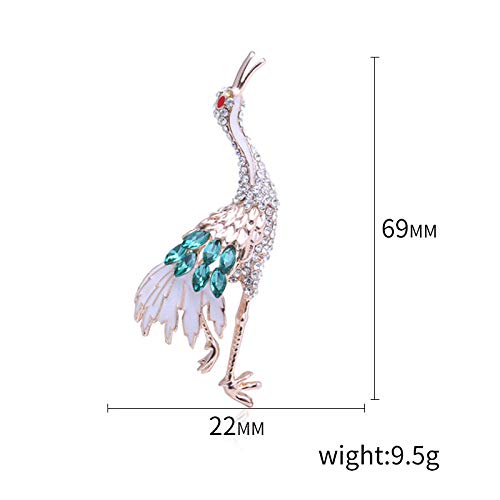 Broches de grúa esmaltados para mujeres y hombres con diamantes de imitación para fiesta de aves, broches para banquetes, regalos
