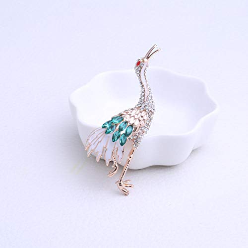 Broches de grúa esmaltados para mujeres y hombres con diamantes de imitación para fiesta de aves, broches para banquetes, regalos