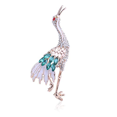 Broches de grúa esmaltados para mujeres y hombres con diamantes de imitación para fiesta de aves, broches para banquetes, regalos