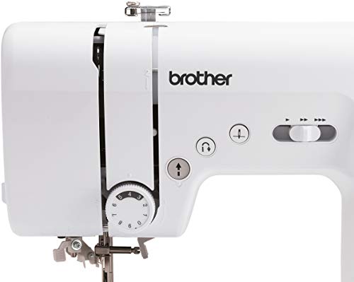 Brother FS60x - Máquina de coser electrónica con 60 puntos (utilitarios, elásticos, decorativos), costura automática, pantalla multifunción.