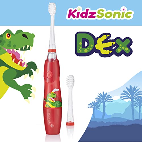 Brush Baby KidzSonic Cepillo de dientes eléctrico para niños y niños mayores de 3 años - Dinosaurio