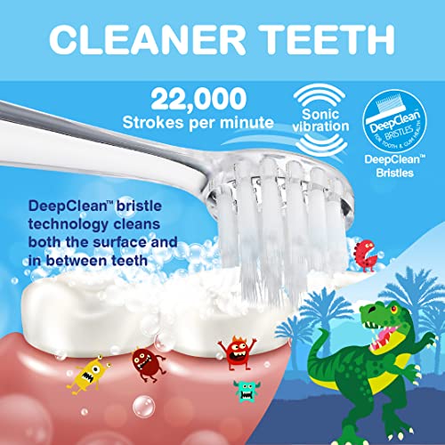 Brush Baby KidzSonic Cepillo de dientes eléctrico para niños y niños mayores de 3 años - Dinosaurio