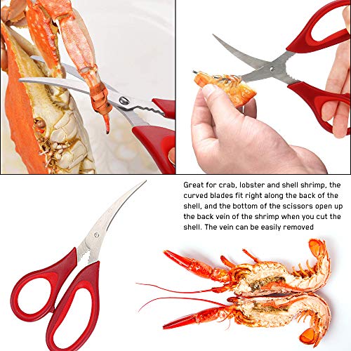 Brynnl Juego de 20 herramientas para mariscos, langosta, cangrejo, pinzas para langosta, que incluyen tijeras, pinzas para cangrejo, tenedores para pelar langosta, tenedores y martillo para 4 personas