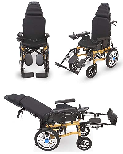 BSJZ Silla de Ruedas eléctrica Plegable Silla eléctrica Ligera para Ancianos Coche para discapacitados Ancianos Respaldo Alto Scooter portátil automático reclinable Silla