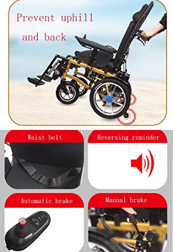 BSJZ Silla de Ruedas eléctrica Plegable Silla eléctrica Ligera para Ancianos Coche para discapacitados Ancianos Respaldo Alto Scooter portátil automático reclinable Silla